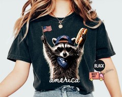 Comfort Colors® Feral & Free Racoon Shirt, 4th of July Shirt, USA Independence