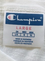 Champion Men’s L White Crew Neck Short Sleeve Cotton Knit Logo Graphic T-Shirt