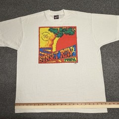 Vtg 90’s Running Shirt XL Fruit of The Loom Best Sunset Run Double Sided Graphic