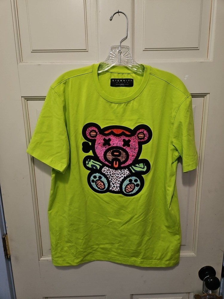 Eternity BC/AD Men’s Embroidered X-Eyed Fuzzy Teddy Bear Cotton T Shirt
