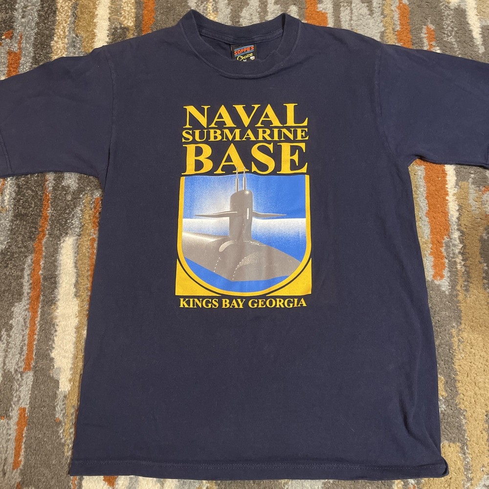Vintage Y2K Naval Submarine Base Kings Bay Georgia Navy Blue Men’s Tee Medium