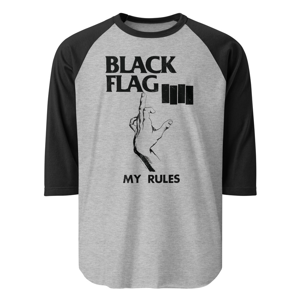 BLACK FLAG – “MY RULES” 3/4 Raglan Shirt 80s HC Punk Rock Summer C@@L!