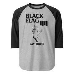 BLACK FLAG – “MY RULES” 3/4 Raglan Shirt 80s HC Punk Rock Summer C@@L!