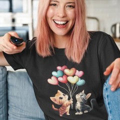 Adorable Valentine’s Cats Graphic T-Shirt – Cute & Comfy Cat T-Shirt