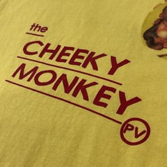 The Cheeky Monkey PV T-shirt Size L Y2K Yellow Wanna Monkey Around