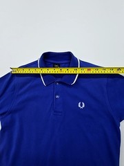 Fred Perry Mens Blue Polo Shirt Logo Accent Size M Regular Condition New