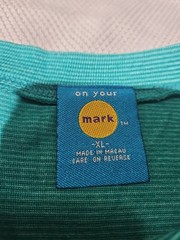 Vintage On Your Mark Shirt Mens XL Blue Teal Striped Preppy Casual Normcore Tee