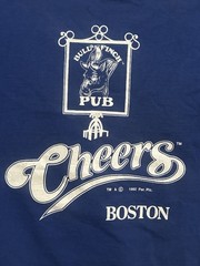 Vintage 90s CHEERS T-Shirt Large Bull Finch Pub BOSTON Single Stitch MADE IN USA