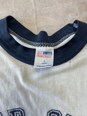 True Vintage 1970s US NAVY Ringer T-shirt Thrashed Paper Thin Bill the Goat