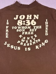 Kanye West Jesus Is King John 8:36 Graphic Brown Men’s M Crew Neck Tee