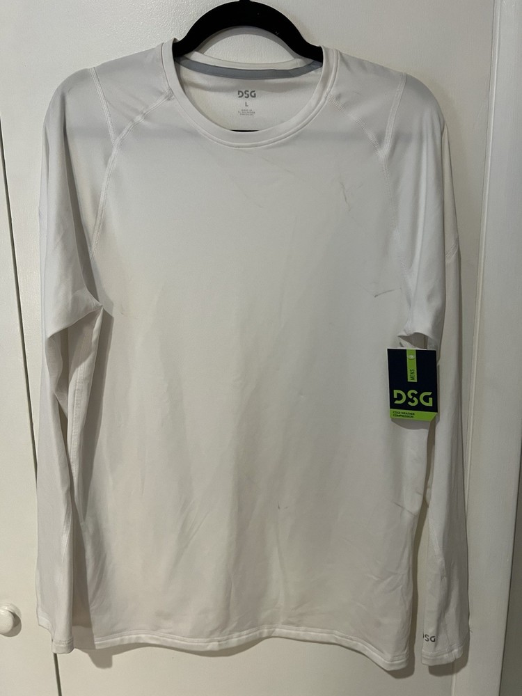 DSG Men’s Cold Weather Compression Crew Neck Top White Base Layer Size Large