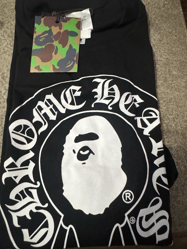 A Bathing Ape BAPE Ape Head Logo Graphic Tee Black/White Crew Neck Cotton M