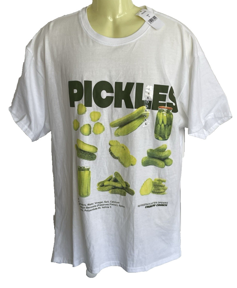 NWT Brisco Brands Men’s White Pickle T-shirt Tee XL
