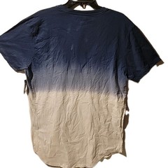Mens Carbon Longer Length L Short Sleeve Shirt W/ Pocket Blue Fade To White NWT