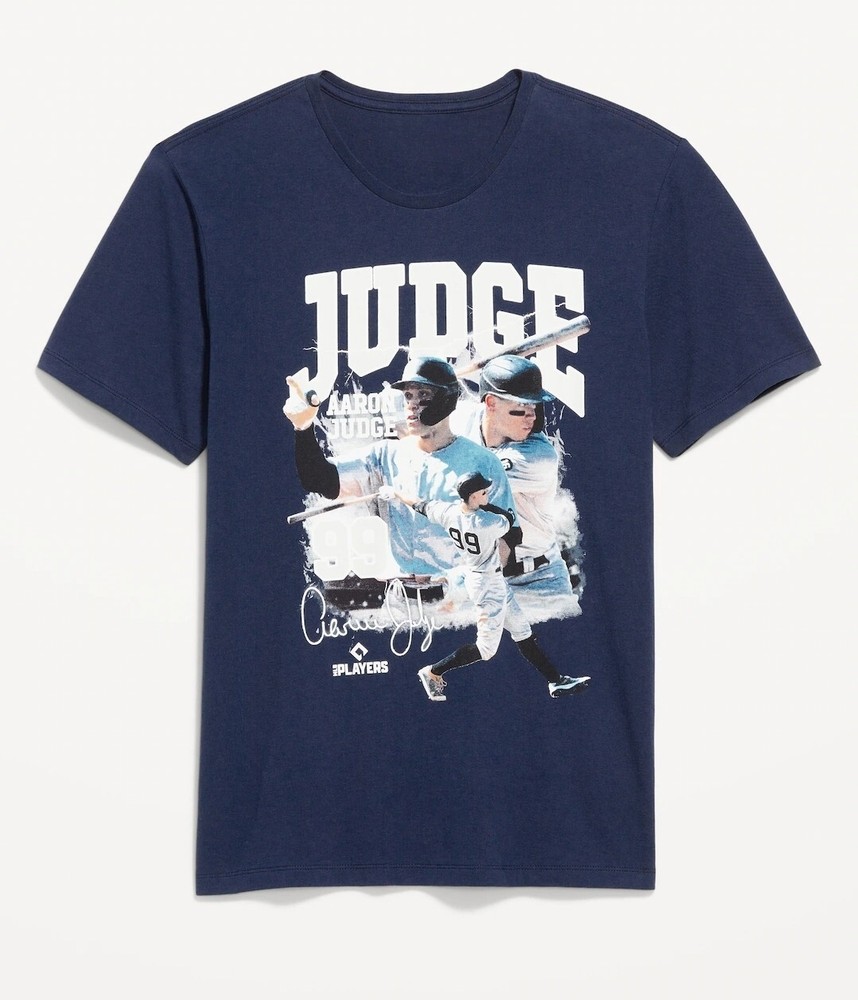New MLB Aaron Judge Collage Adult Small Baseball Soft Navy Blue Cotton T-Shirt