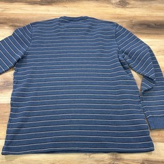 Eddie Bauer Thermal Shirt Men XL Heritage Cotton Blend Waffle Knit Blue Striped