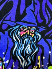 ALAB Black Neon Magic Mushroom T-shirt Men’s Medium Psychedelic Wizard New