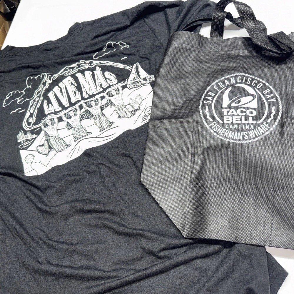 Taco Bell Live Mas San Francisco Bay Cantina, fisherman’s wharf T-Shirt w/ bag