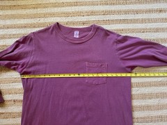 Velva Sheen Long Sleeve Pocket Tee Large Garment Dyed Plum