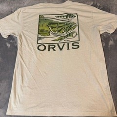 Orvis Mens XXL Oatmeal Heather Fishing Graphic T-Shirt Bass Lure Short Sleeve