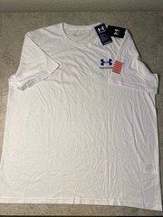 Under Armour Freedom Men’s 2XL White USA Flag Graphic T-Shirt NWT Short Sleeve