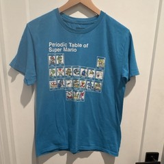 Super Mario Periodic Table Graphic Blue Cotton Polyester Crew Neck Men’s XL
