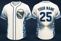 Personalized Bass Fishing Baseball Jersey Custom Name Number Fisherman Gift