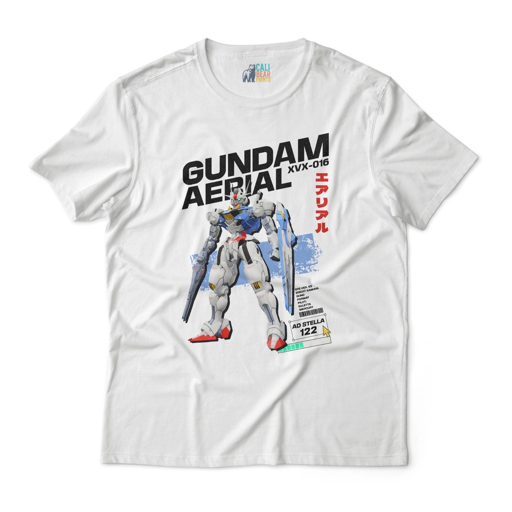 Gundam Aerial Graphic Tee – XVX-016 Mecha Anime Shirt Urban Style