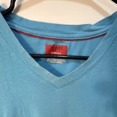 Alfani Men’s Blue Solid Cotton/Spandex Knit Stretch Slim Fit V-Neck Tee XL