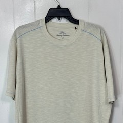 Tommy Bahama Mens L/G Beige Tencel Polyester Short Sleeve T Shirt Beach Casual