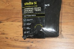 NIP Walls Working Man’s Pocket Tees S/S Cotton Rich – L – Black – 2 Pack
