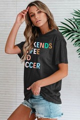 Weekends Coffee and Soccer Mom T Shirt – Soccer Gift Shirt (M, Dark Grey)