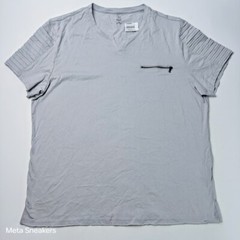 Inc Fashion 2XL Men’s T Shirt Light Grey Cotton Zipper Comfort Rare Luxe New