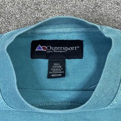 VTG 90s Outersport Garment Dyed Natural Pocket T Shirt Medium Blue Gradient