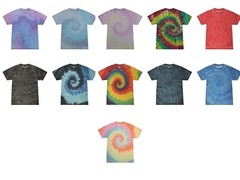 Multi-Color Acid Wash Tie Dye T-Shirts Adult Small to 3XL 100% Cotton