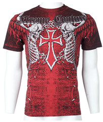 Xtreme Couture Affliction Men’s T-Shirt AFTERSHOCK Skull Red Tattoo Biker M-3XL