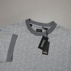 Buffalo by David Bitton Wiley Crew Neck S/S Shirt Grey Combo Geometric Size M