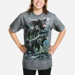 The Mountain Three Black Bears Grizzly Nature Forest Cotton Tie Dye T-Shirt S-3X
