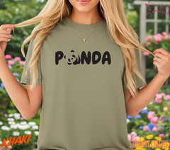 Unisex Panda Graphic T-Shirt – Cute Typographic Panda Shirt – Black Logo Tee for