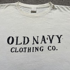 Vintage Old Navy T Shirt Mens Large White Single Stitch Distressed USA Made 1990