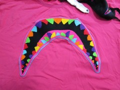 NWT Eternity BC/AD Hot Pink Large Chenille Shark Mouth + Face Mask T-Shirt 2XL
