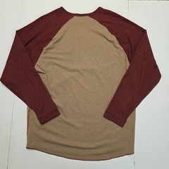 New FUNDAMENTAL COAST Long Sleeve REVERSIBLE Raglan Shirt 2XL XX-LARGE Brown Red