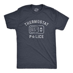 Mens Thermostat Police T Shirt Funny HVAC Heating and Air Conditioning Climate