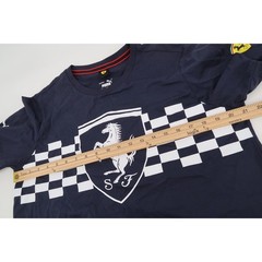 Puma Ferrari T-Shirt Mens Medium Navy Checkered Flag Graphic Sample RARE
