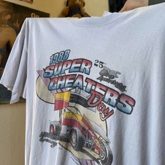 Vintage 1988 Super Cheaters Day Dirt Track Racing T-Shirt