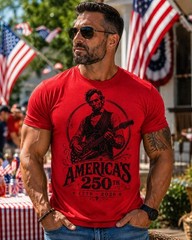 Funny Abraham Lincoln Guitar Shirt, America 250th Anniversary Tee, 4th of July