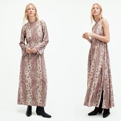 All Saints Womens Paisley Maxi Dress Cascade Long Sleeve / Sleeveless Viscose
