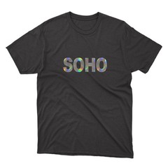 SOHO Black T-Shirt | Silver Holographic / Hologram Text
