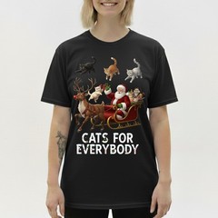Santa Sleigh Cats For Everybody T-Shirt Kitty Reindeer Funny Xmas Cat Lover Gift