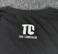 T1C Tier 1 Concealed Holsters Mens XL Desert Camo Glock Logo Black T Shirt